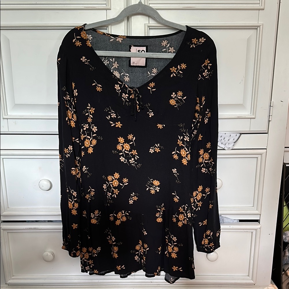 Floral Black and Orange Dress
